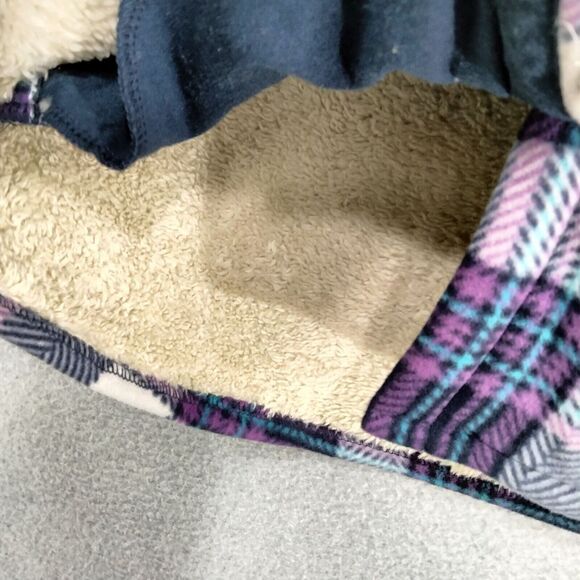 Soho Threads Button Down Jacket Womens Size S Purple White Plaid Sherpa Lined - Picture 7 of 13